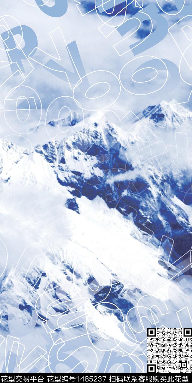 渐变羽绒服雪山数码印花华亿平台下载（图片编号: 1485237） - 瓦栏（Walan）