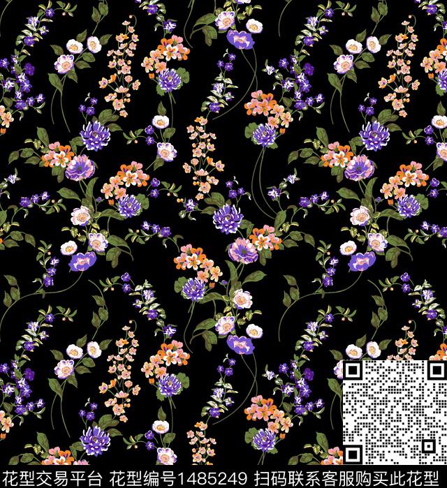 绿植树叶清爽底花卉花卉数码印花华亿平台下载（图片编号: 1485249） - 瓦栏（Walan）