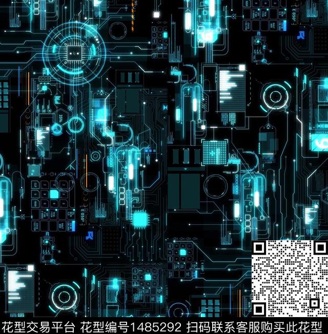 羽绒服科技感线路图数码印花华亿平台下载（图片编号: 1485292） - 瓦栏（Walan）