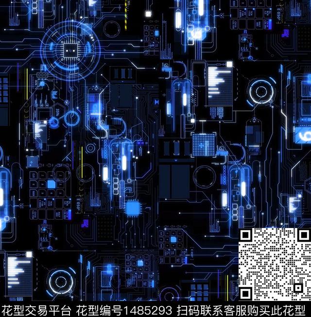 羽绒服科技感线路图数码印花华亿平台下载（图片编号: 1485293） - 瓦栏（Walan）