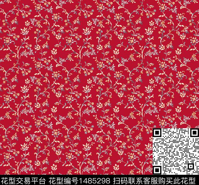 连衣裙小碎花手绘花卉传统印花华亿平台下载（图片编号: 1485298） - 瓦栏（Walan）