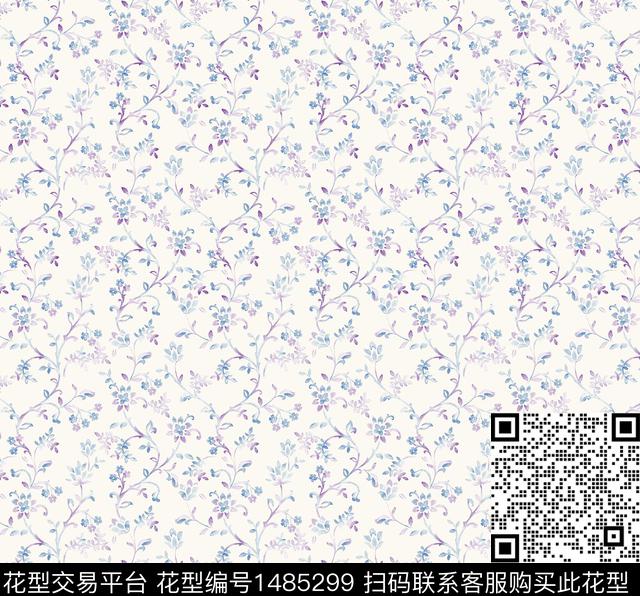 连衣裙小碎花手绘花卉传统印花华亿平台下载（图片编号: 1485299） - 瓦栏（Walan）