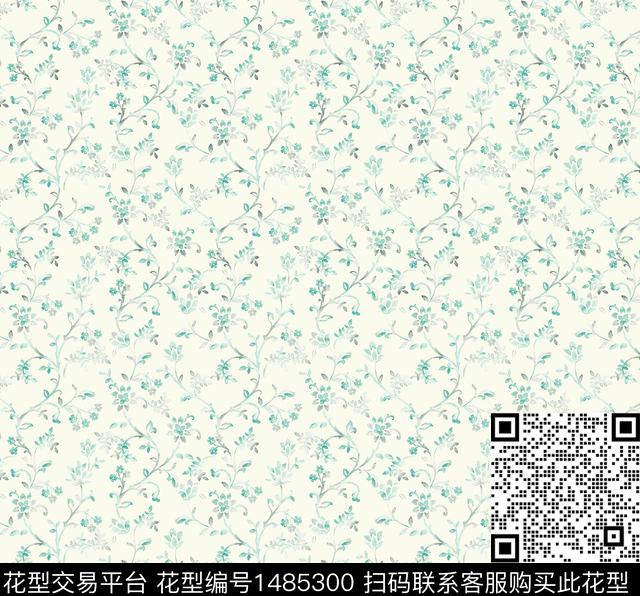 连衣裙小碎花手绘花卉传统印花华亿平台下载（图片编号: 1485300） - 瓦栏（Walan）