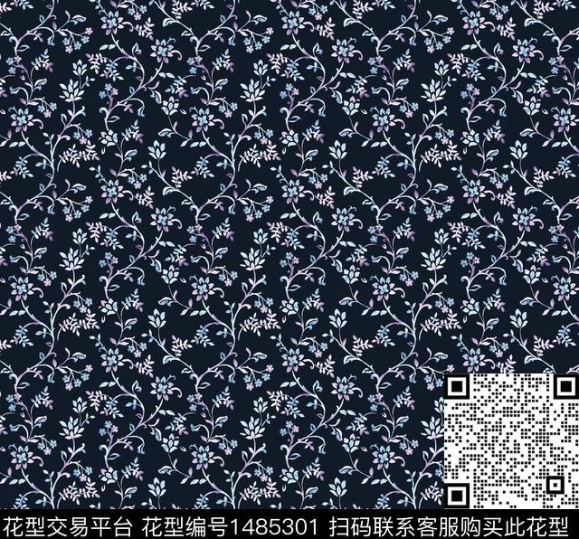 连衣裙小碎花手绘花卉传统印花华亿平台下载（图片编号: 1485301） - 瓦栏（Walan）