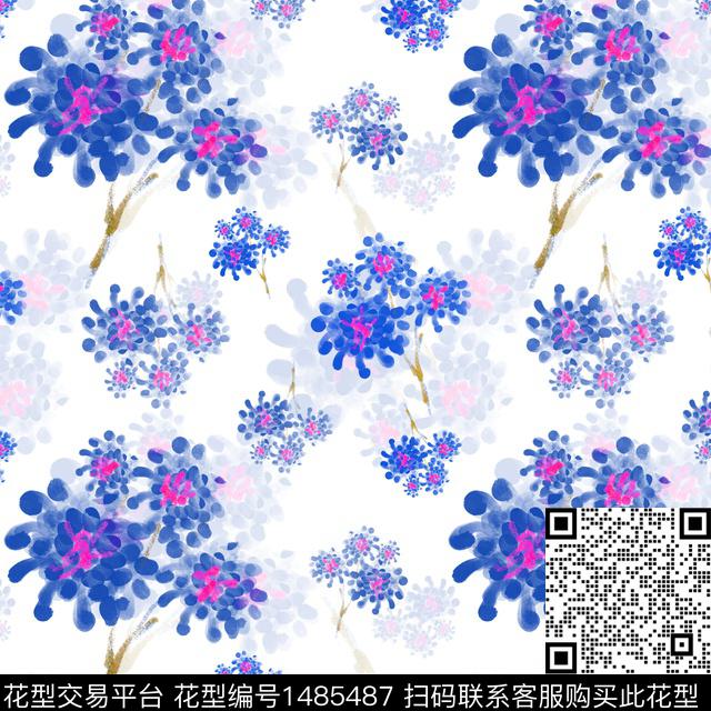 花卉手绘小碎花数码印花华亿平台下载（图片编号: 1485487） - 瓦栏（Walan）