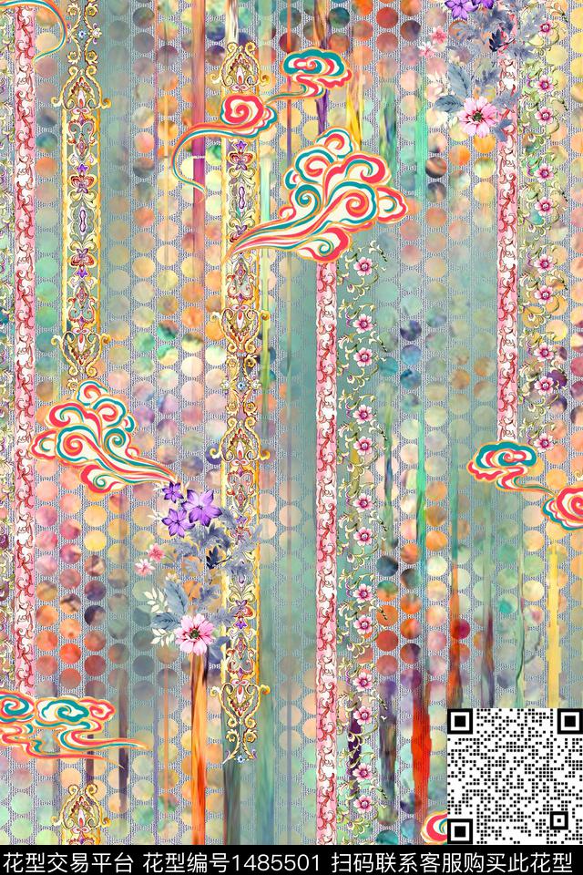 渐变小清新棉麻数码印花华亿平台下载（图片编号: 1485501） - 瓦栏（Walan）