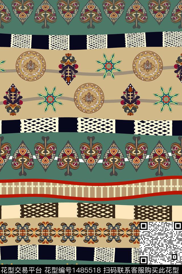 几何文艺佩斯利数码印花华亿平台下载（图片编号: 1485518） - 瓦栏（Walan）