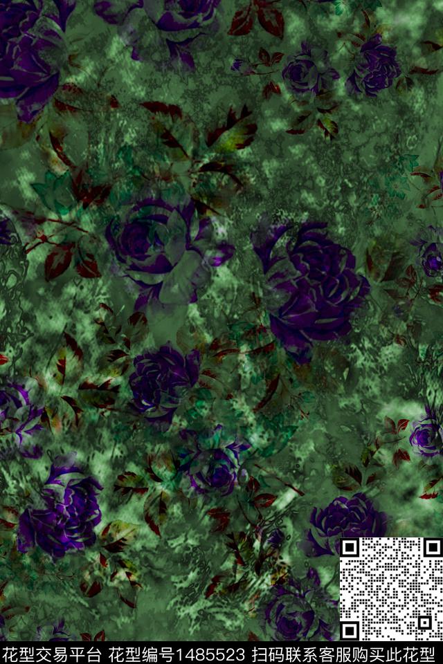 花卉月季花纹理花数码印花华亿平台下载（图片编号: 1485523） - 瓦栏（Walan）