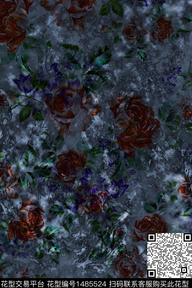 花卉月季花纹理花数码印花华亿平台下载（图片编号: 1485524） - 瓦栏（Walan）