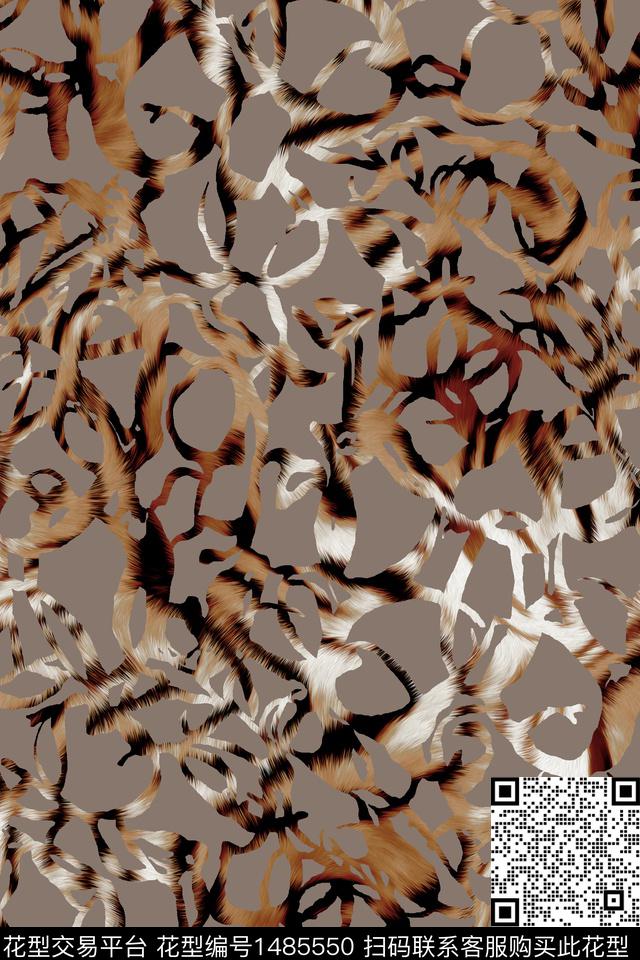 肌理抽象花卉大牌风数码印花华亿平台下载（图片编号: 1485550） - 瓦栏（Walan）