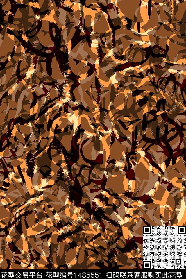肌理抽象花卉大牌风数码印花华亿平台下载（图片编号: 1485551） - 瓦栏（Walan）