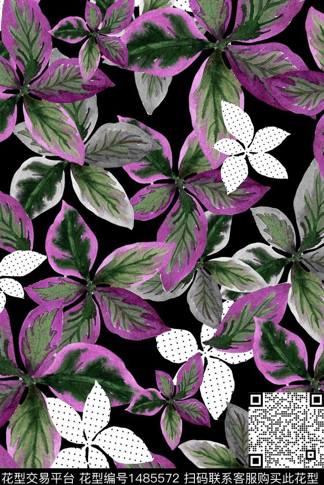 花卉大牌风中国风数码印花华亿平台下载（图片编号: 1485572） - 瓦栏（Walan）