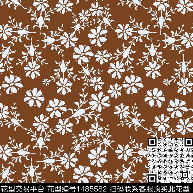 民族风花卉小碎花传统印花华亿平台下载（图片编号: 1485582） - 瓦栏（Walan）