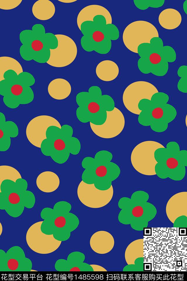 清爽底花卉小碎花圆形传统印花华亿平台下载（图片编号: 1485598） - 瓦栏（Walan）