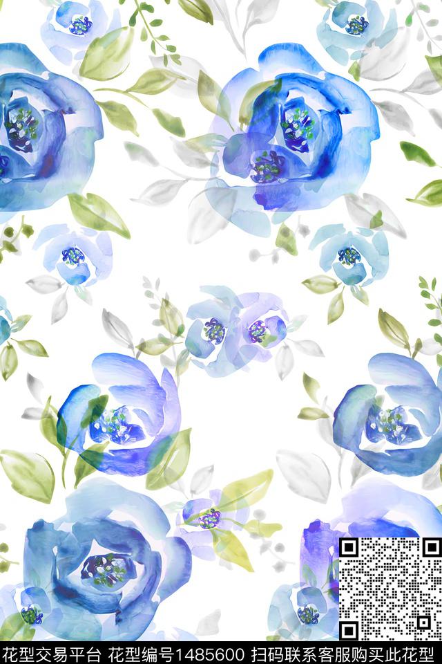 花卉大牌风小清新数码印花华亿平台下载（图片编号: 1485600） - 瓦栏（Walan）