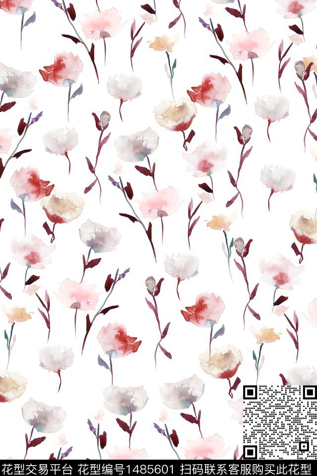 花卉大牌风小清新数码印花华亿平台下载（图片编号: 1485601） - 瓦栏（Walan）