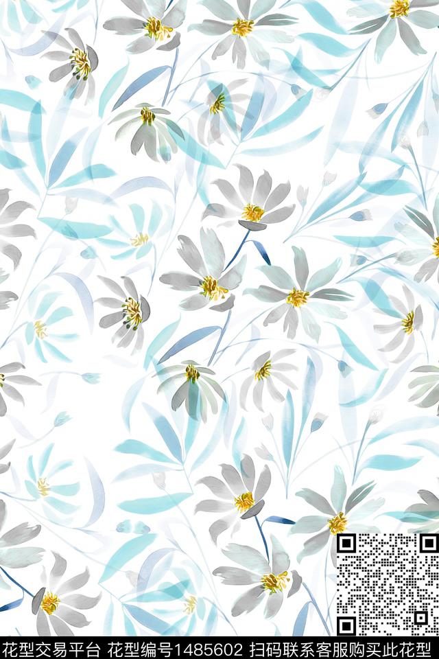 花卉大牌风小清新数码印花华亿平台下载（图片编号: 1485602） - 瓦栏（Walan）