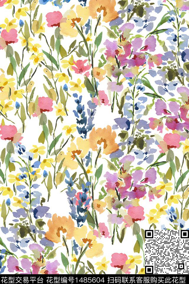 花卉大牌风小清新数码印花华亿平台下载（图片编号: 1485604） - 瓦栏（Walan）
