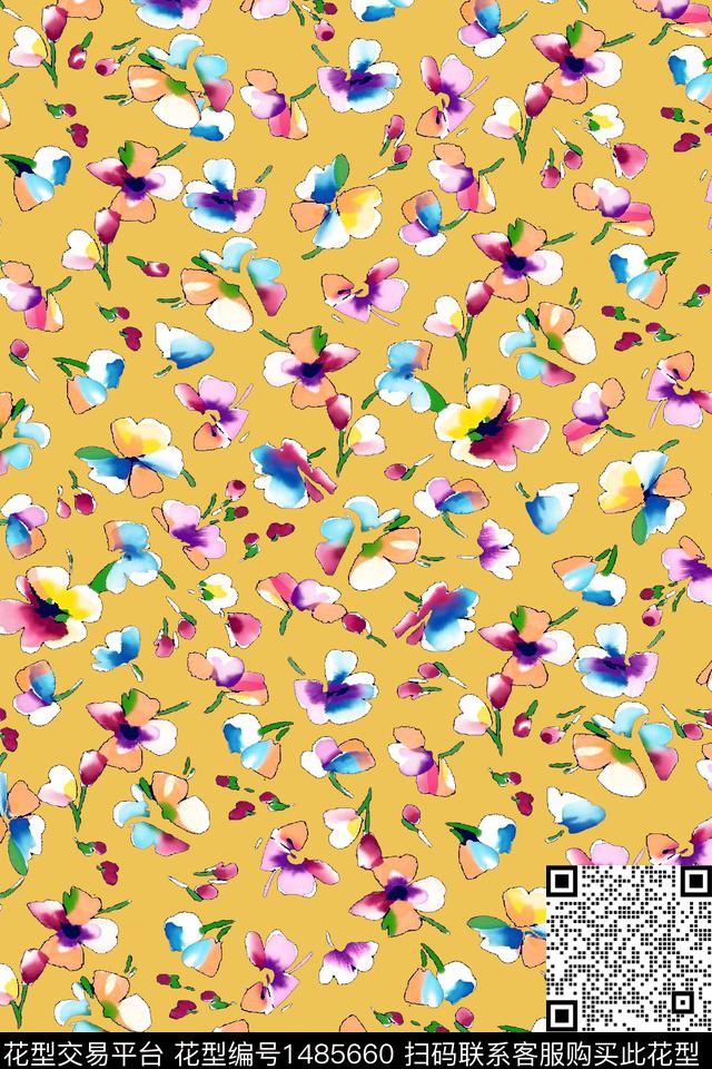 连衣裙清爽底花卉小碎花数码印花华亿平台下载（图片编号: 1485660） - 瓦栏（Walan）