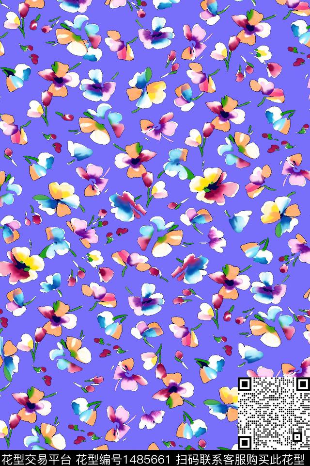 田园连衣裙清爽底花卉数码印花华亿平台下载（图片编号: 1485661） - 瓦栏（Walan）