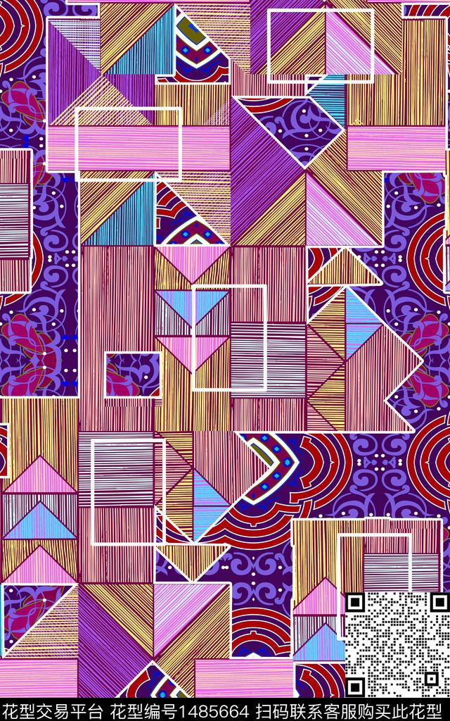 几何数码华亿平台民族风数码印花华亿平台下载（图片编号: 1485664） - 瓦栏（Walan）