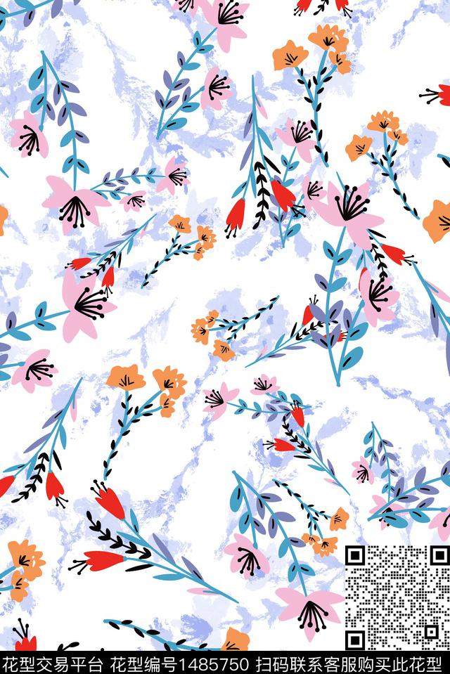 清爽底花卉雪纺小碎花数码印花华亿平台下载（图片编号: 1485750） - 瓦栏（Walan）