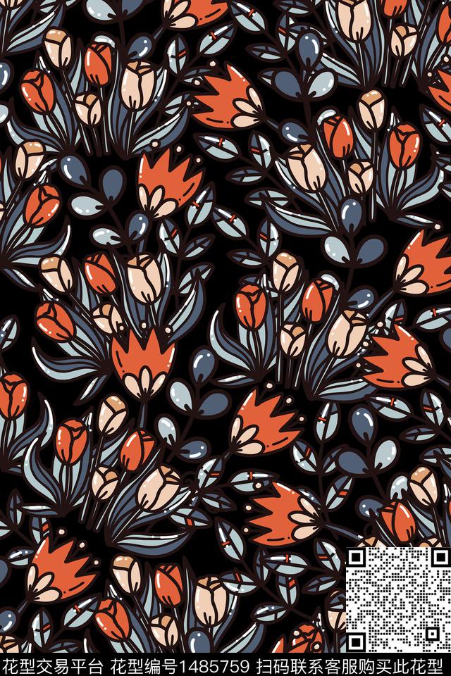 女装大牌风小碎花数码印花华亿平台下载（图片编号: 1485759） - 瓦栏（Walan）