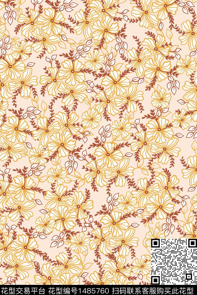 女装大牌风小碎花数码印花华亿平台下载（图片编号: 1485760） - 瓦栏（Walan）