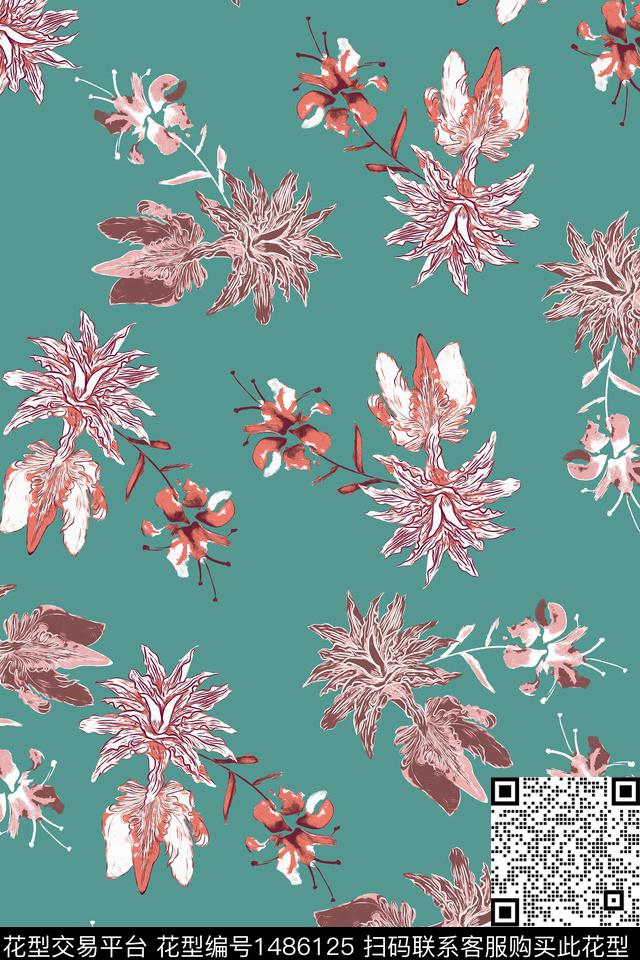 中老年秋冬装植物民族风花纹数码印花华亿平台下载（图片编号: 1486125） - 瓦栏（Walan）