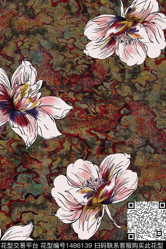 香云纱中老年中国风数码印花华亿平台下载（图片编号: 1486139） - 瓦栏（Walan）