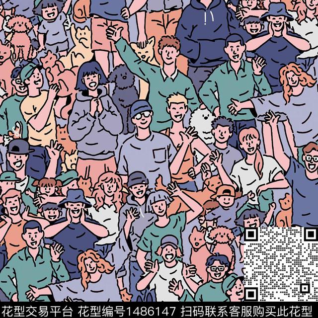 卡通人物男装趣味印花数码印花华亿平台下载（图片编号: 1486147） - 瓦栏（Walan）