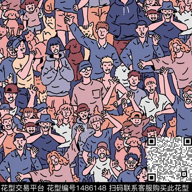 卡通人物男装趣味印花数码印花华亿平台下载（图片编号: 1486148） - 瓦栏（Walan）