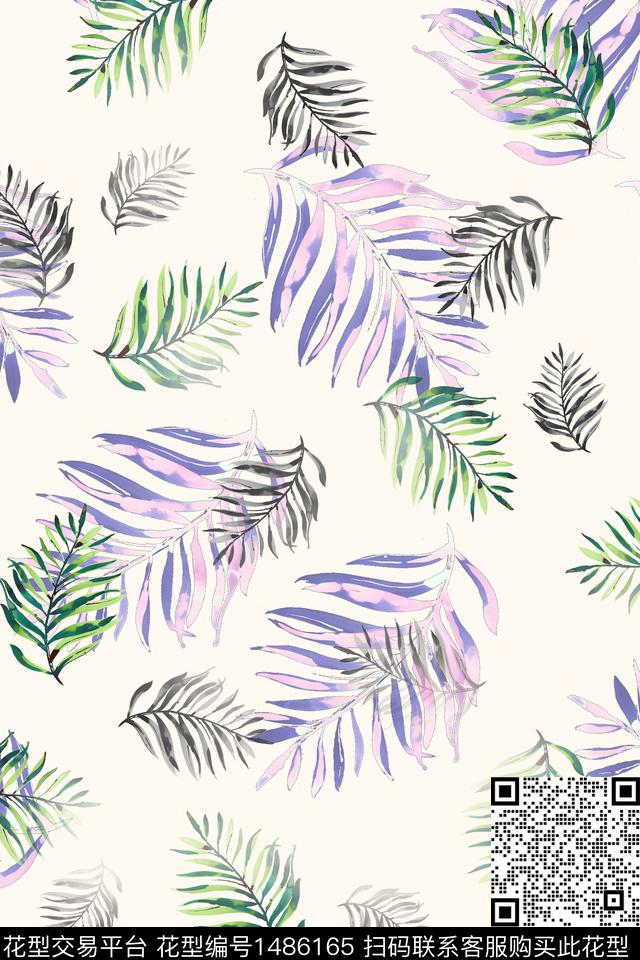 绿植树叶年轻女性小清新数码印花华亿平台下载（图片编号: 1486165） - 瓦栏（Walan）