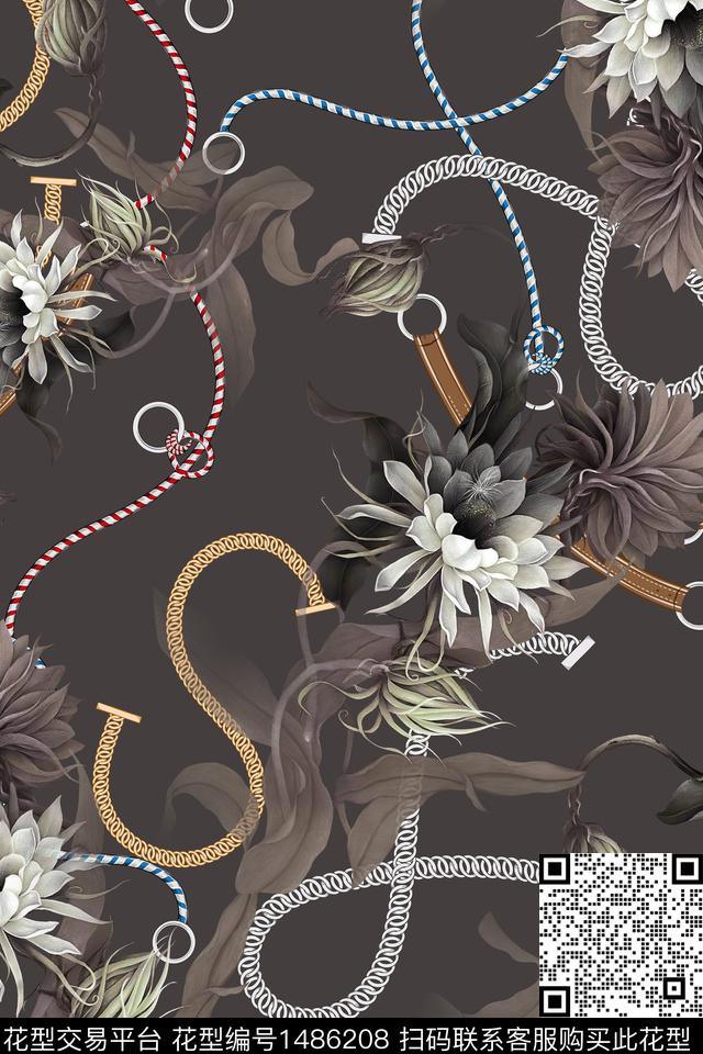 链条民族风大牌风数码印花华亿平台下载（图片编号: 1486208） - 瓦栏（Walan）