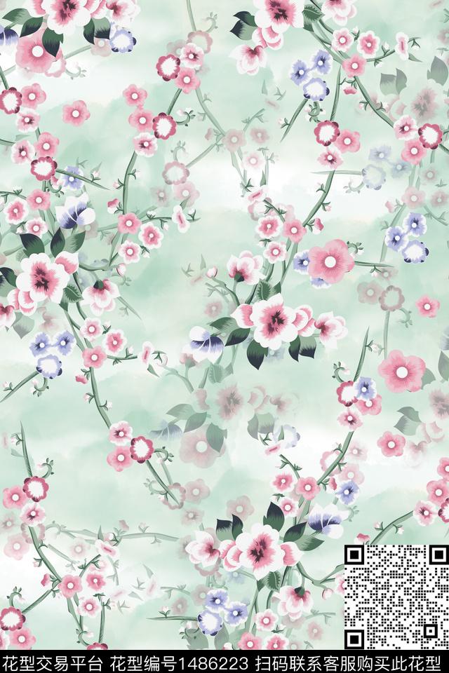 小清新真丝小碎花数码印花华亿平台下载（图片编号: 1486223） - 瓦栏（Walan）