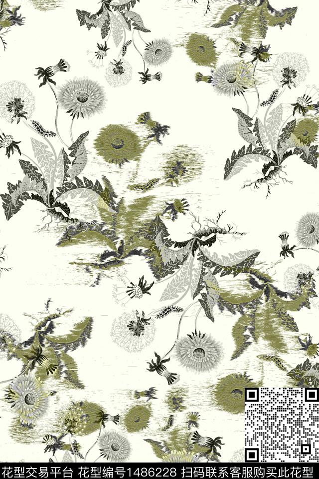 绿植树叶花卉大牌风数码印花华亿平台下载（图片编号: 1486228） - 瓦栏（Walan）