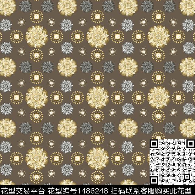 几何民族风圆圈与波点传统印花华亿平台下载（图片编号: 1486248） - 瓦栏（Walan）