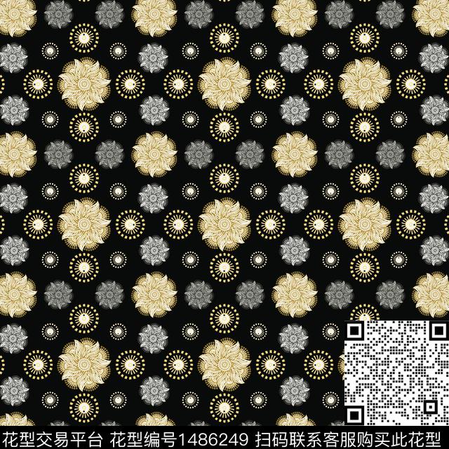 几何民族风圆形传统印花华亿平台下载（图片编号: 1486249） - 瓦栏（Walan）