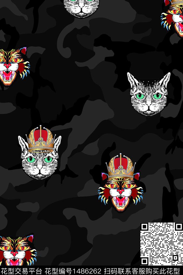 男装满版花动物头数码华亿平台数码印花华亿平台下载（图片编号: 1486262） - 瓦栏（Walan）