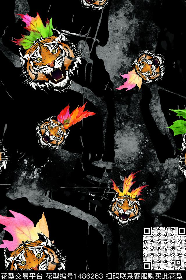 男装满版花动物头数码华亿平台数码印花华亿平台下载（图片编号: 1486263） - 瓦栏（Walan）