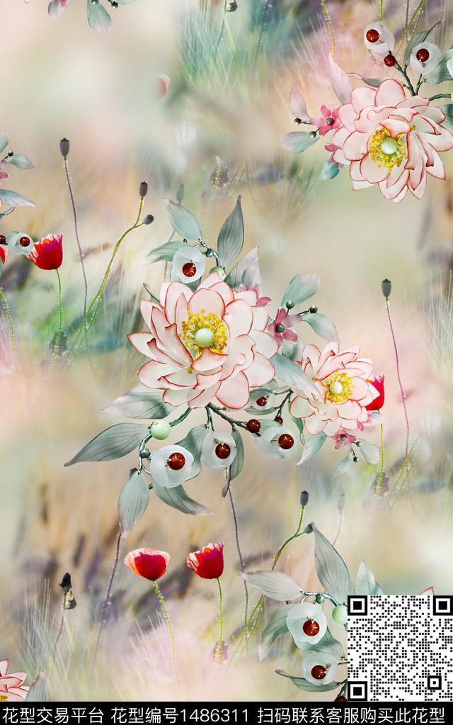 小清新风女装纹理印花审数码印花华亿平台下载（图片编号: 1486311） - 瓦栏（Walan）