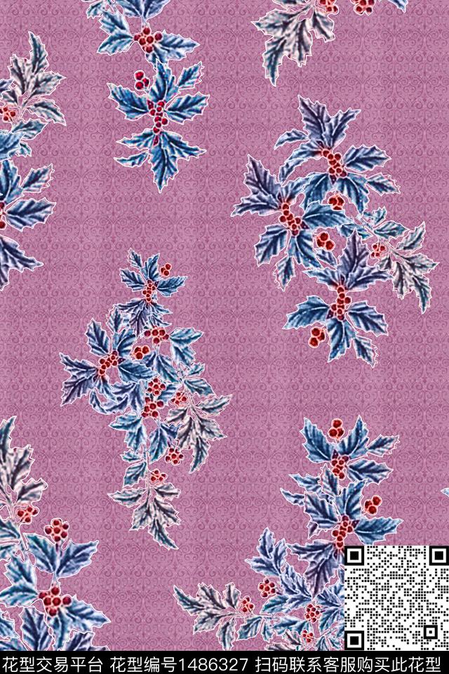 中老年秋冬装植物素色肌理底纹数码印花华亿平台下载（图片编号: 1486327） - 瓦栏（Walan）