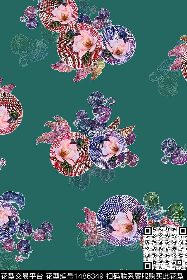 中老年秋冬花纹植物抽象花纹数码印花华亿平台下载（图片编号: 1486349） - 瓦栏（Walan）