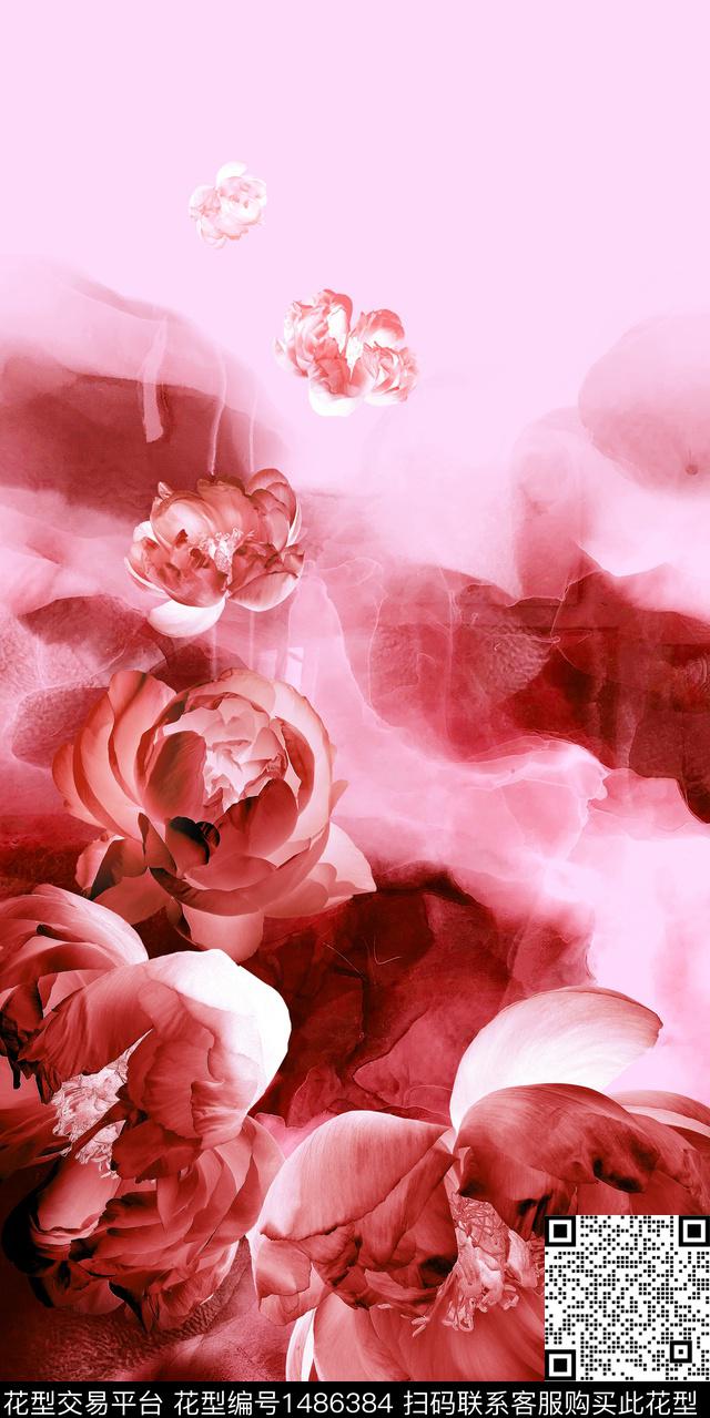 渐变牡丹PIAZZASEMPIONE数码印花华亿平台下载（图片编号: 1486384） - 瓦栏（Walan）