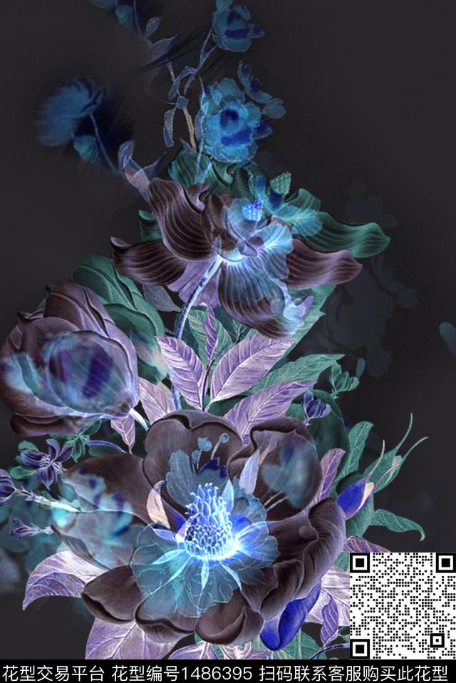 定位花花卉女装定位花数码印花华亿平台下载（图片编号: 1486395） - 瓦栏（Walan）