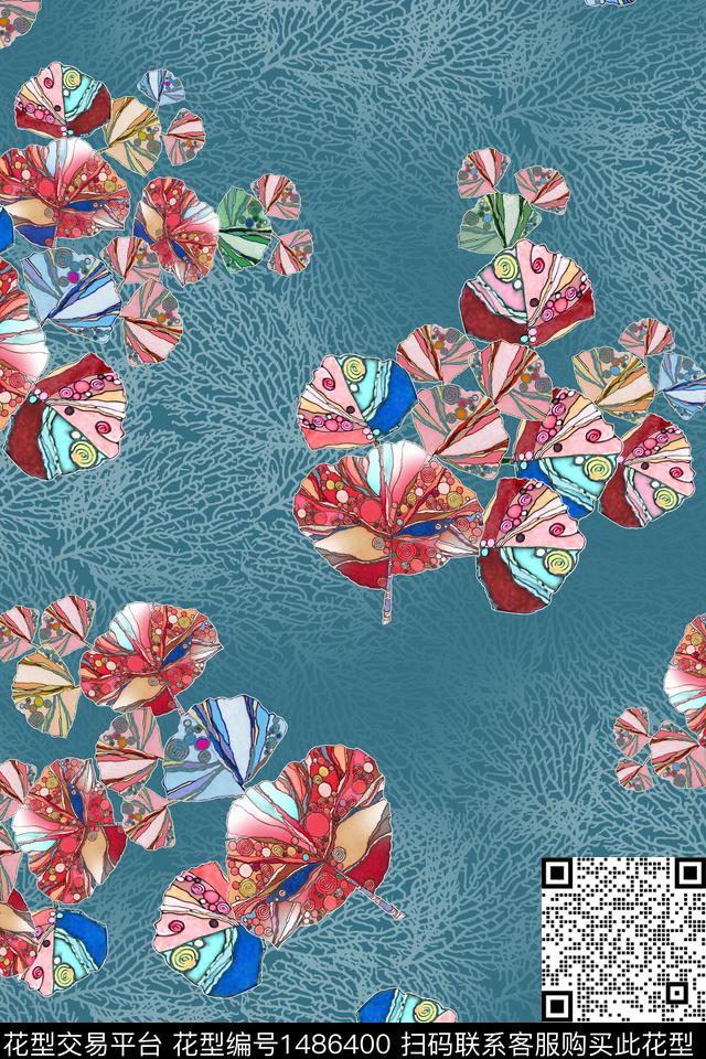 几何植物肌理底纹数码印花华亿平台下载（图片编号: 1486400） - 瓦栏（Walan）