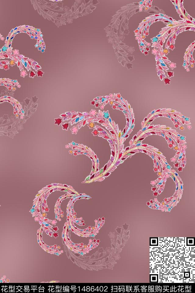 几何植物肌理底纹数码印花华亿平台下载（图片编号: 1486402） - 瓦栏（Walan）