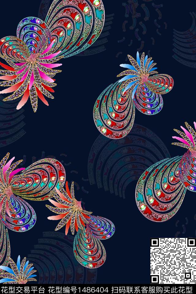 几何植物肌理底纹数码印花华亿平台下载（图片编号: 1486404） - 瓦栏（Walan）