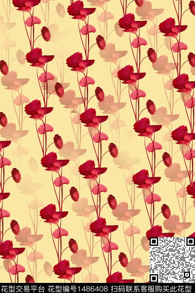定位花花卉大牌风传统印花华亿平台下载（图片编号: 1486408） - 瓦栏（Walan）
