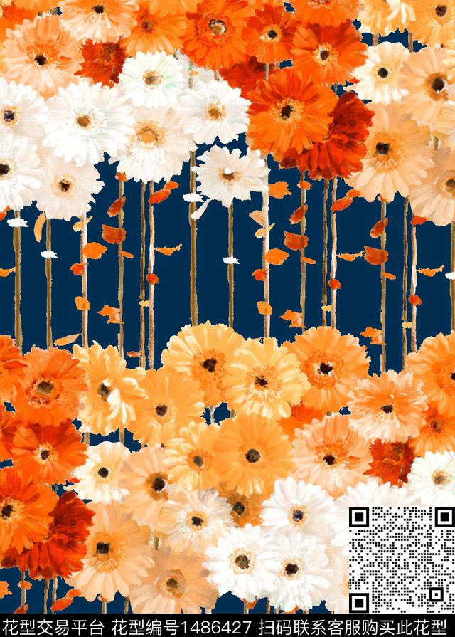 水墨风牡丹审数码印花华亿平台下载（图片编号: 1486427） - 瓦栏（Walan）